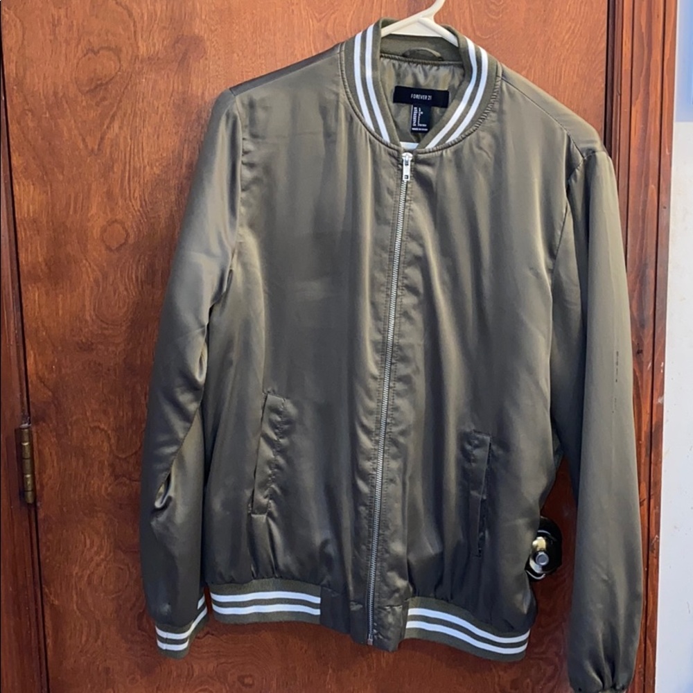 Forever 21 olive green baseball jacket